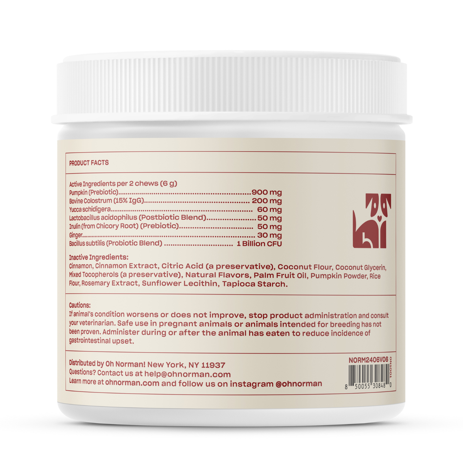 Container of Good Effing Gut supplement showing nutritional facts and usage instructions on the label.