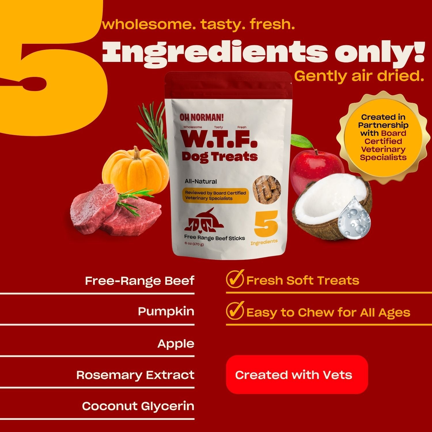 WTF Dog Treats: Free Range Beef Jerky