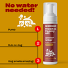 Bottle of OH NORMAN! Fresh & Foamy AF! Waterless Cleanser for Dogs with usage steps: 1 Pump, 2 Rub on dog, 3 Dog smells amazing! Includes text: No water needed!, No bath, no problem!, 99.05% Natural, Magic Mandarin, Net Wt. 7.1 fl oz / 209.9 mL.