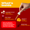 'What's inside' graphic: Eyebright, Milk Thistle, Vitamin C, Nettle Root, reduces inflammation, supports skin/coat, relieves allergies